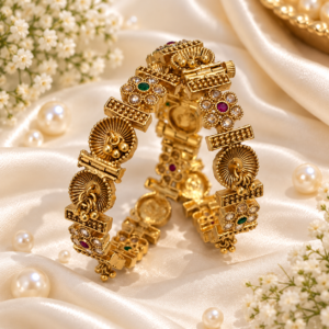 Rajwadi Matt Gold Plated Bangles Set