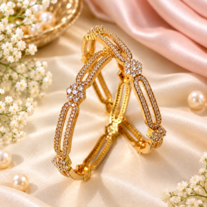 Gold Plated AD Bangles Set