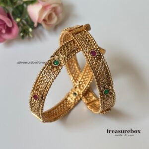 Rajwadi Matt Gold Plated Bangles Set