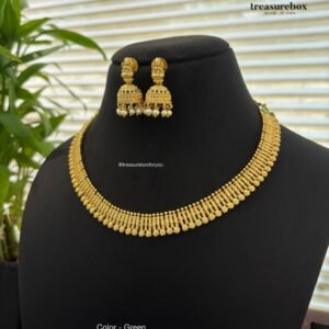 Necklace with temple motif Jhumkas