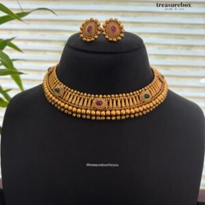 Antique matt gold plated choker set