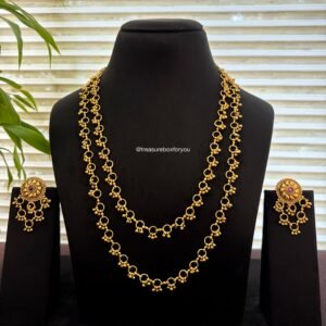 Rajwadi Gold-Plated Ghungroo Necklace Set with Matching Earrings