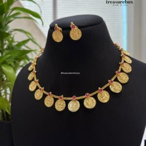 Lakshmi Coin Necklace with Matching Earrings