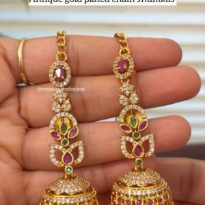 Antique Gold Plated Chain Jhumkas
